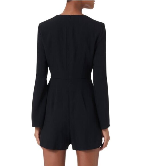 Intermix Jumpsuit 4 Black Isabelle Twist Front Romper Plunge Neckline Shorts - Picture 9 of 9